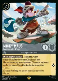 Micky Maus - Inspirierender Krieger 200 – Archazias Insel, Lorcana-Karte Deutsch