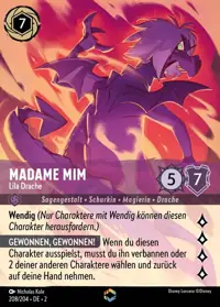 Madame Mim - Lila Drache 208/204 – Aufstieg der Flutgestalten, Lorcana-Karte Deutsch