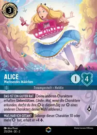 Alice - Wachsendes Mädchen 213/204 – Aufstieg der Flutgestalten, Lorcana-Karte Deutsch