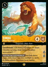 Simba - Stolzer Beschützer 020 – Azurblaues Meer, Lorcana-Karte Deutsch