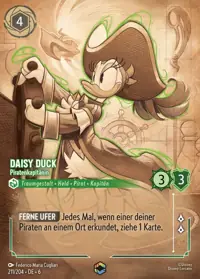 Daisy Duck - Piratenkapitänin 211/204 – Azurblaues Meer, Lorcana-Karte Deutsch
