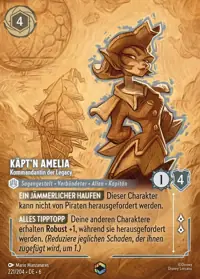 Käpt'n Amelia - Kommandantin der Legacy 221/204 – Azurblaues Meer, Lorcana-Karte Deutsch