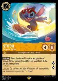 Stitch - Sorgloser Surfer 021 – Das erste Kapitel, Lorcana-Karte Deutsch