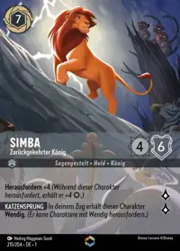 Simba - Zurückgekehrter König 215/204 – Das erste Kapitel, Lorcana-Karte Deutsch