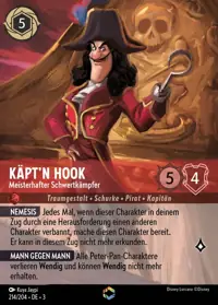 Käpt'n Hook - Meisterhafter Schwertkämpfer 214/204 – Die Tintenlande, Lorcana-Karte Deutsch