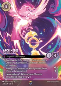 Archimedes - Elektrifizierte Eule 208/204 – Himmelsleuchten, Lorcana-Karte Deutsch