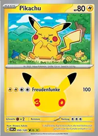 Pikachu 050/128 – 30 Jahre (30C), Pokémon-Karte Deutsch