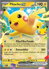 Pikachu-ex 053/128 – 30 Jahre (30C), Pokémon-Karte Deutsch
