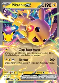 Pikachu-ex 054/128 – 30 Jahre (30C), Pokémon-Karte Deutsch