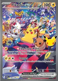 Pikachu-ex 150/128 – 30 Jahre (30C), Pokémon-Karte Deutsch
