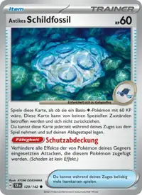 Antikes Schildfossil 129/142 – Stellarkrone (SCR), Pokémon-Karte Deutsch