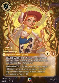 Jessie - Lebhaftes Cowgirl 223/204 – Unbekannte Wildnis, Lorcana-Karte Deutsch