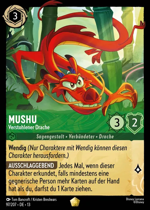 Mushu - Verstohlener Drache #097 Angriff der Ranke! Disney Lorcana-Karte (Near Mint)