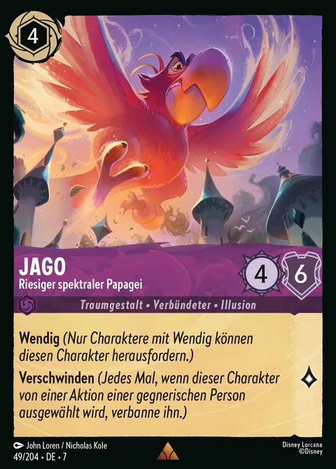 Jago - Riesiger spektraler Papagei #049 Archazias Insel Disney Lorcana-Karte (Near Mint)