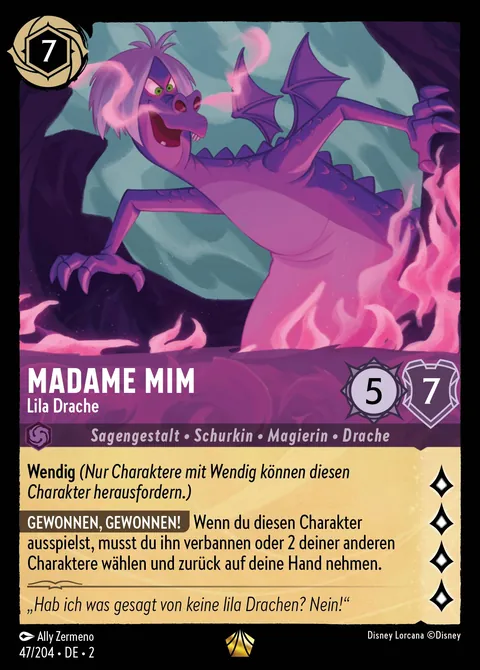 Madame Mim - Lila Drache #047 Aufstieg der Flutgestalten Disney Lorcana-Karte (Near Mint)