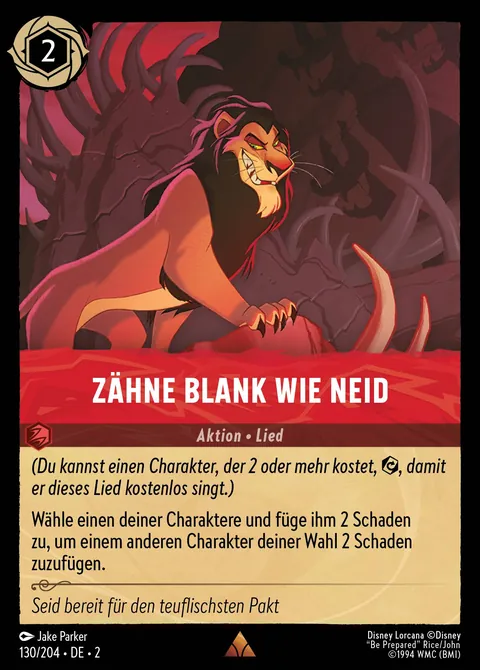 Zähne blank wie Neid #130 Aufstieg der Flutgestalten Disney Lorcana-Karte (Near Mint)