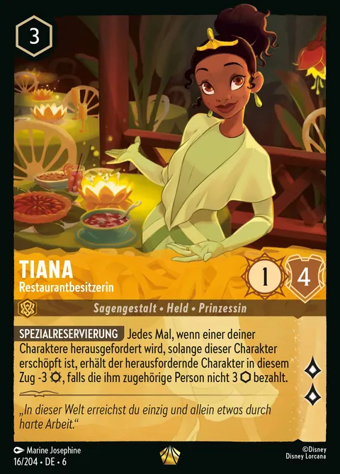 Tiana - Restaurantbesitzerin #016 Azurblaues Meer Disney Lorcana-Karte (Near Mint)