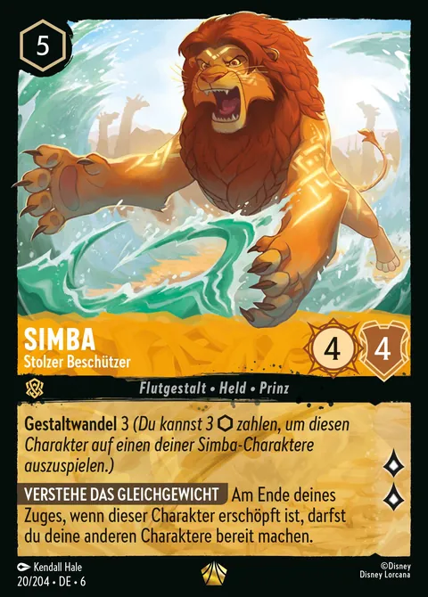 Simba - Stolzer Beschützer #020 Azurblaues Meer Disney Lorcana-Karte (Near Mint)
