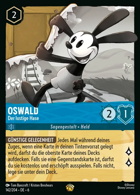 Oswald - Der lustige Hase #142 Azurblaues Meer Disney Lorcana-Karte (Near Mint)