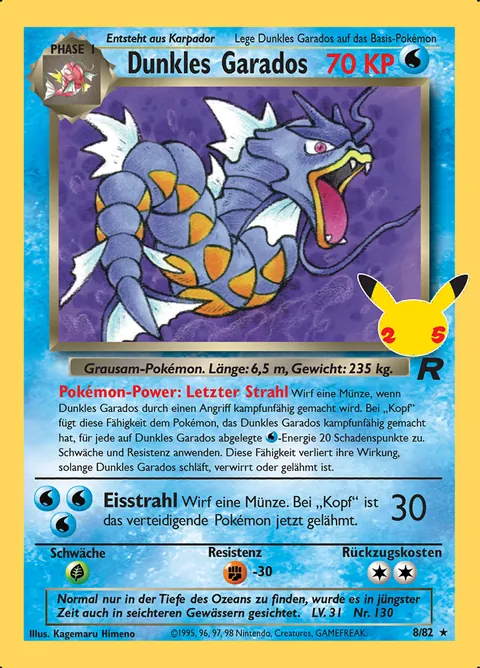 Dunkles Garados 8/82 Celebrations Klassische Kollektion (CEL:CC) Pokémon-Karte (Near Mint)