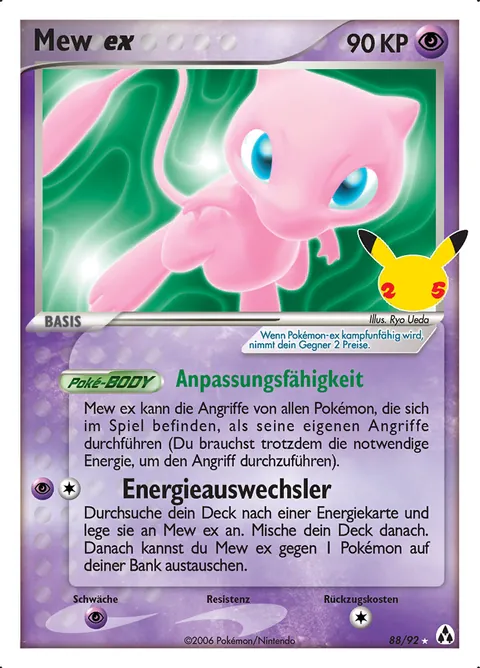 Mew ex 88/92 Celebrations Klassische Kollektion (CEL:CC) Pokémon-Karte (Near Mint)
