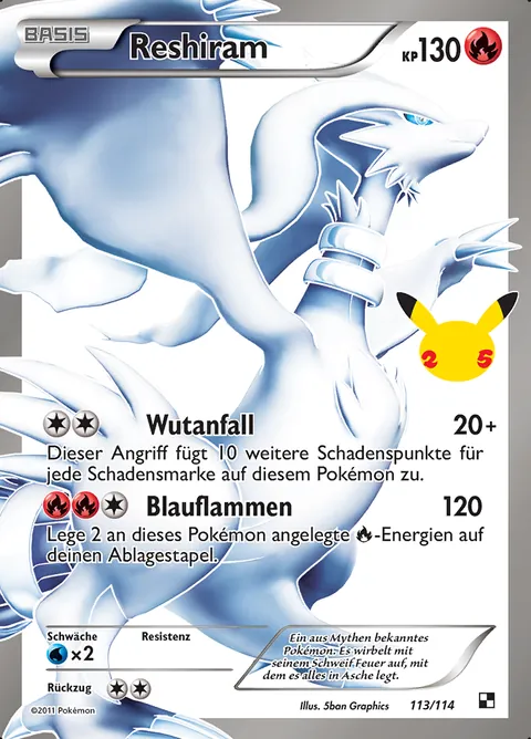 Reshiram 113/114 Celebrations Klassische Kollektion (CEL:CC) Pokémon-Karte (Near Mint)