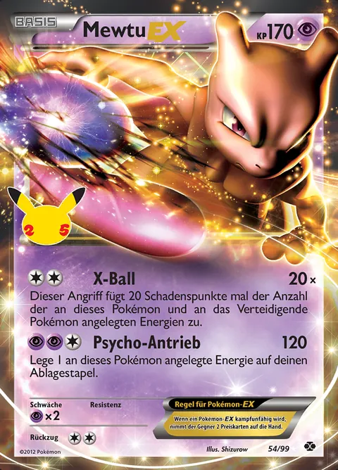 Mewtu-EX 54/99 Celebrations Klassische Kollektion (CEL:CC) Pokémon-Karte (Near Mint)