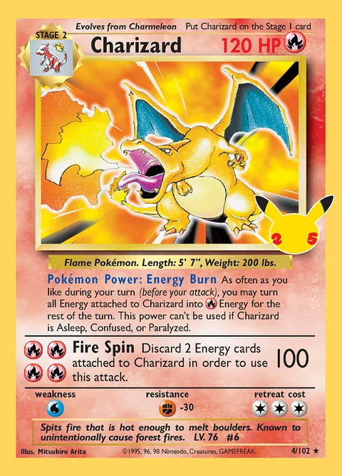 Charizard 4/102 Celebrations Classic Collection (CEL:CC) Pokémon card (Near Mint)
