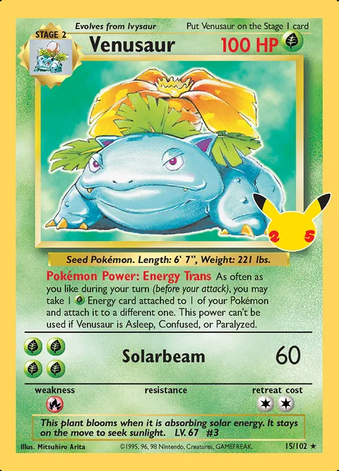 Venusaur 15/102 Celebrations Classic Collection (CEL:CC) Pokémon card (Near Mint)