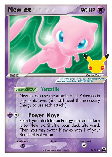 Mew ex 88/92 Celebrations Classic Collection (CEL:CC) Pokémon card (Near Mint)