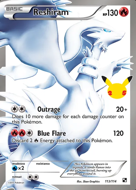 Reshiram 113/114 Celebrations Classic Collection (CEL:CC) Pokémon card (Near Mint)