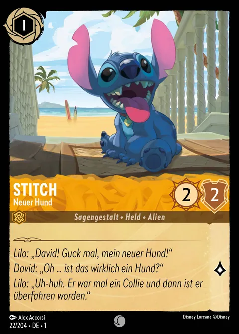 Stitch - Neuer Hund #022 Das erste Kapitel Disney Lorcana-Karte (Near Mint)