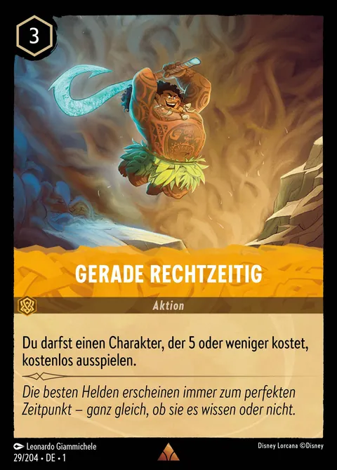 Gerade Rechtzeitig #029 Das erste Kapitel Disney Lorcana-Karte (Near Mint)