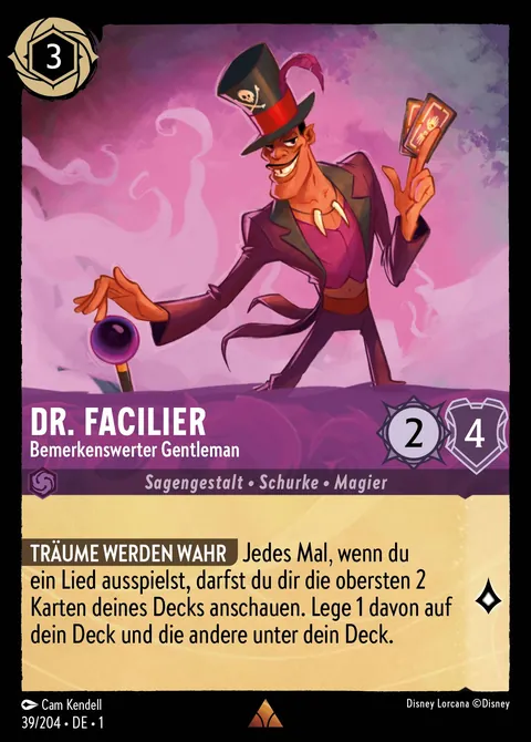 Dr. Facilier - Bemerkenswerter Gentleman #039 Das erste Kapitel Disney Lorcana-Karte (Near Mint)