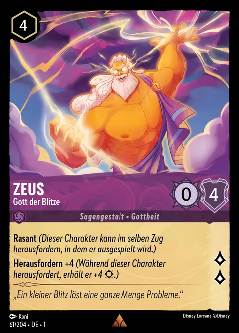 Zeus - Gott der Blitze #061 Das erste Kapitel Disney Lorcana-Karte (Near Mint)