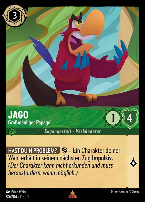 Jago - Großmäuliger Papagei #080 Das erste Kapitel Disney Lorcana-Karte (Near Mint)
