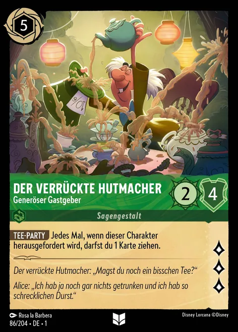 Der verrückte Hutmacher - Generöser Gastgeber #086 Das erste Kapitel Disney Lorcana-Karte (Near Mint)