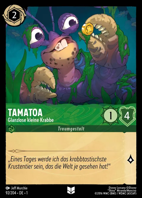 Tamatoa - Glanzlose kleine Krabbe #092 Das erste Kapitel Disney Lorcana-Karte (Near Mint)