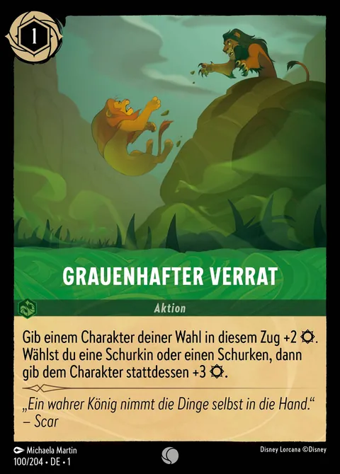 Grauenhafter Verrat #100 Das erste Kapitel Disney Lorcana-Karte (Near Mint)