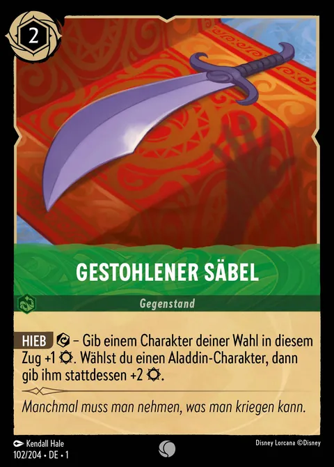Gestohlener Säbel #102 Das erste Kapitel Disney Lorcana-Karte (Near Mint)