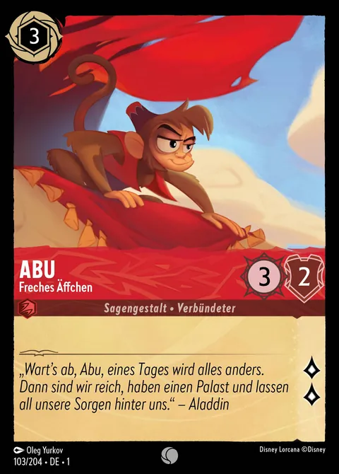 Abu - Freches Äffchen #103 Das erste Kapitel Disney Lorcana-Karte (Near Mint)