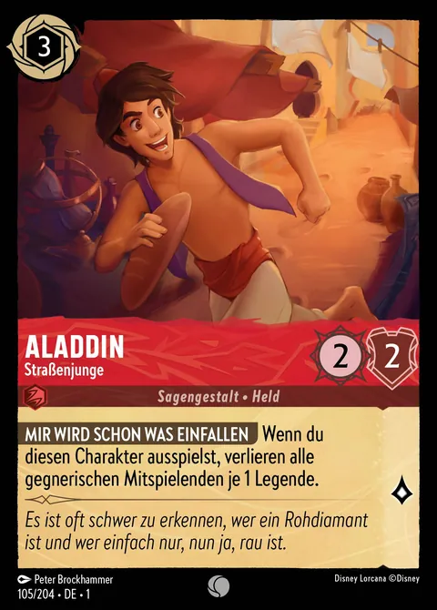 Aladdin - Straßenjunge #105 Das erste Kapitel Disney Lorcana-Karte (Near Mint)