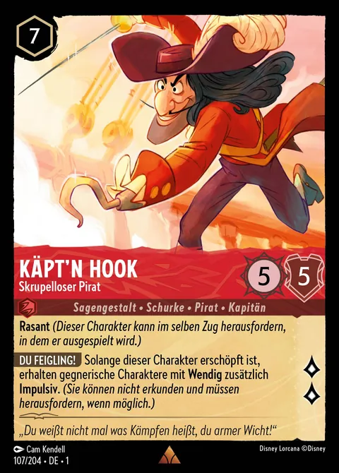 Käpt'n Hook - Skrupelloser Pirat #107 Das erste Kapitel Disney Lorcana-Karte (Near Mint)