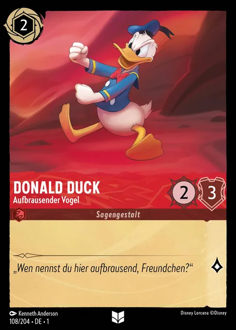 Donald Duck - Aufbrausender Vogel #108 Das erste Kapitel Disney Lorcana-Karte (Near Mint)