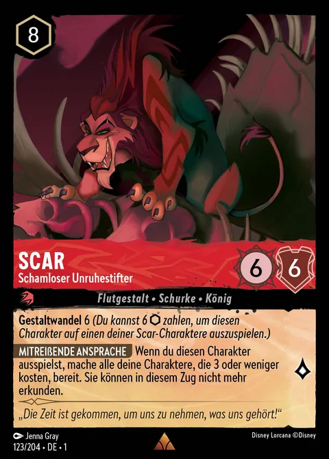 Scar - Schamloser Unruhestifter #123 Das erste Kapitel Disney Lorcana-Karte (Near Mint)