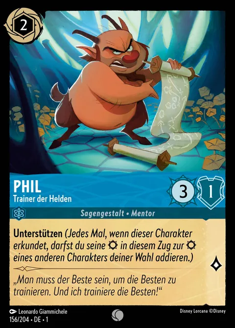 Phil - Trainer der Helden #156 Das erste Kapitel Disney Lorcana-Karte (Near Mint)