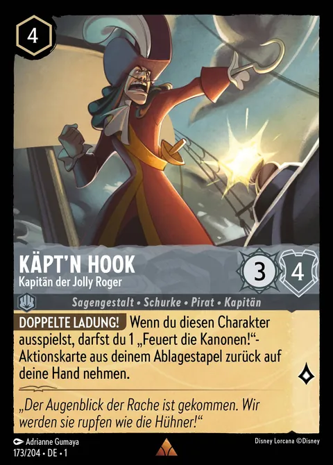 Käpt'n Hook - Kapitän der Jolly Roger #173 Das erste Kapitel Disney Lorcana-Karte (Near Mint)