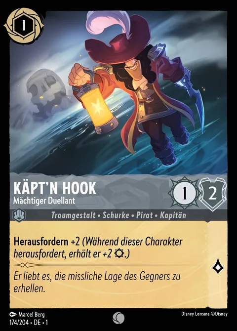 Käpt'n Hook - Mächtiger Duellant #174 Das erste Kapitel Disney Lorcana-Karte (Near Mint)