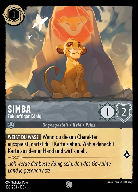 Simba - Zukünftiger König #188 Das erste Kapitel Disney Lorcana-Karte (Near Mint)