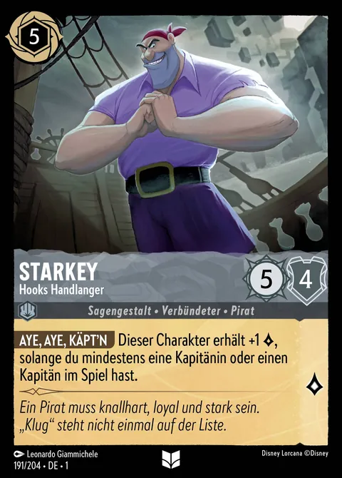Starkey - Hooks Handlanger #191 Das erste Kapitel Disney Lorcana-Karte (Near Mint)